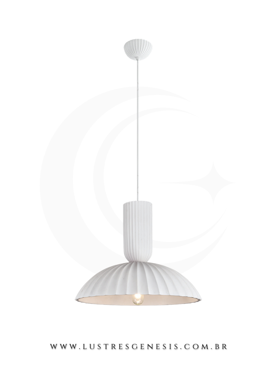 Luminaria Pendente Moderna DCD02635 Branco Gesso E27 Ø50cm, Cabeceira de Cama, Lavabo, Balcao de cozinha, Banheiro